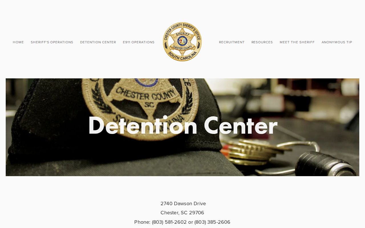 Chester County arrest and detention information from the Sheriff