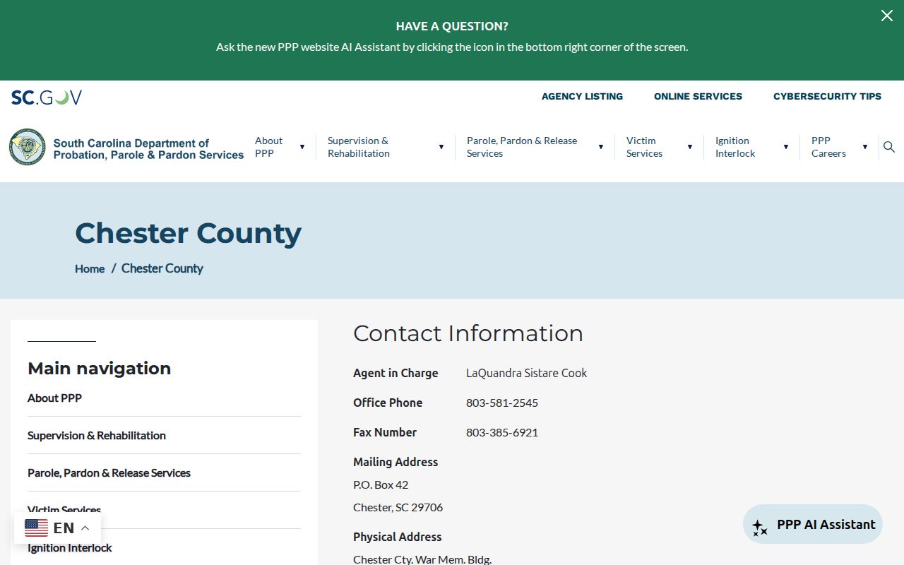 Chester County criminal record probation and parole office